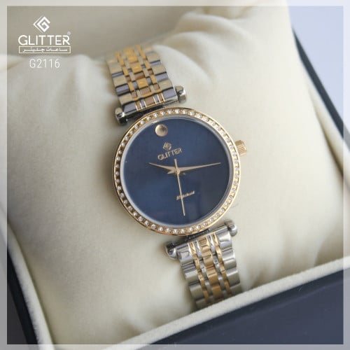 ساعة نسائي جليتر بلونين مينا أزرق استالس ستيل مينا...