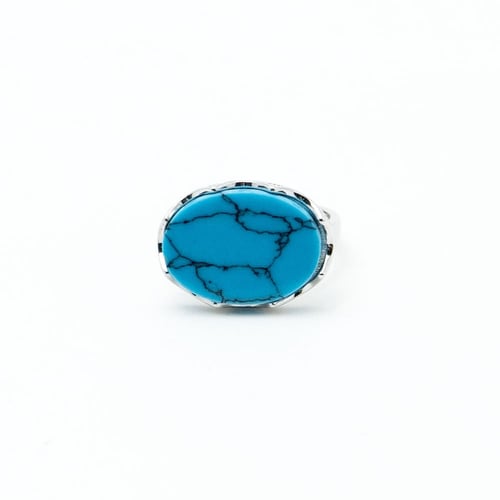 خاتم فضة بإطار زكزاك مع حجر ماربل فيروزي