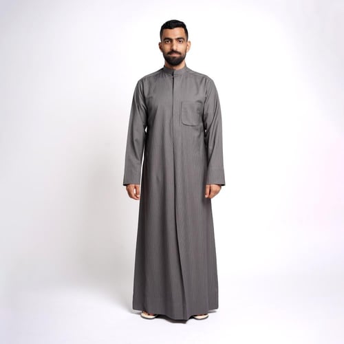 ثوب كويتي شتوي رجالي مقلم