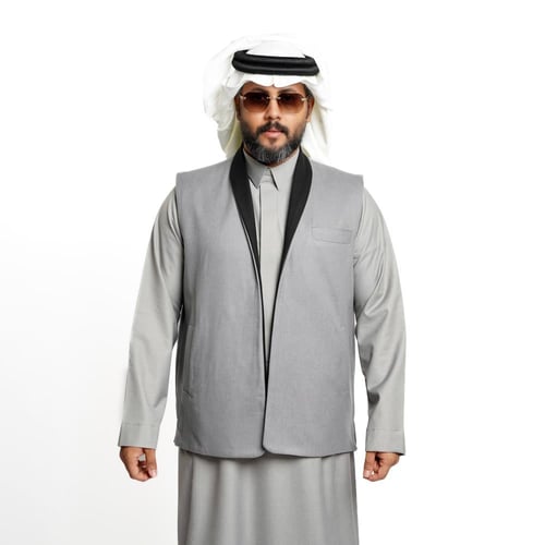 سديري ياقة دبل فيس جوخ - رجالي قلاب (اسود- رمادي)