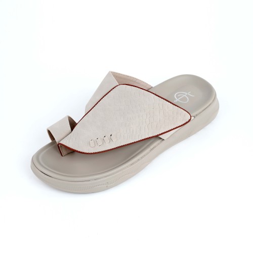 حذاء رجالي - بيج مع إطار أحمر