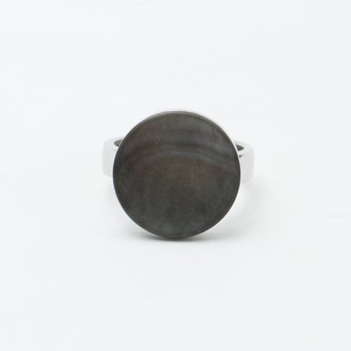 خاتم فضة حجر ملون - دائري