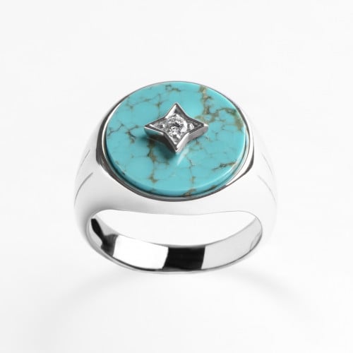 خاتم فيروز مع حجر الماس