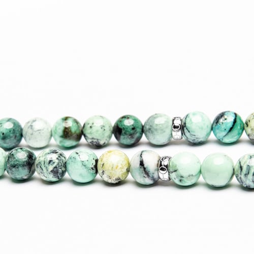 سبحة حجر فرزايت 8 ملم مع فضة