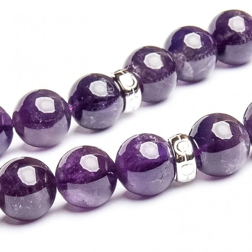 سبحة حجر اماتيست بالفضة 10 ملم