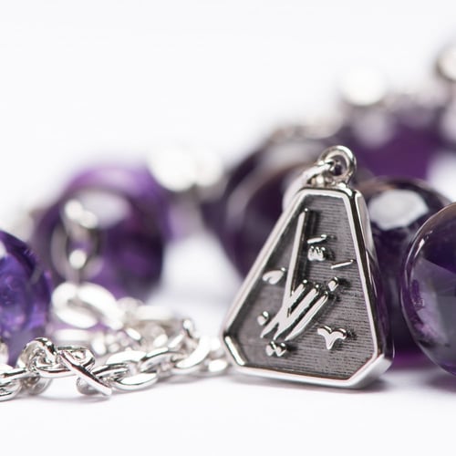 سبحة حجر اماتيست بالفضة 8 ملم