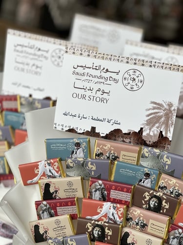 باقة شوكلاته يوم التأسيس ""30 حبة ""مع تاق بالاسم