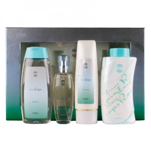 طقم رين دروبس من 4 قطع ( بودرة جسم ،لوشن جسم ،عطر،...
