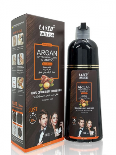 شامبو ليزر وايت 9*1 لصبغ الشيب اللون بني غامق 420م...