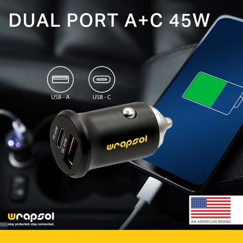 شاحن سيارة 45 واط (WCAR-MINI45W) - مدخلين USB + PD...
