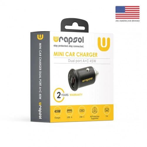 شاحن سيارة 45 واط (WCAR-MINI45W) - مدخلين USB + PD...