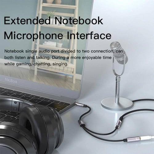 سلك موزع الصوت والميكروفون(YAU28) منفذ 3.5MM (30 س...