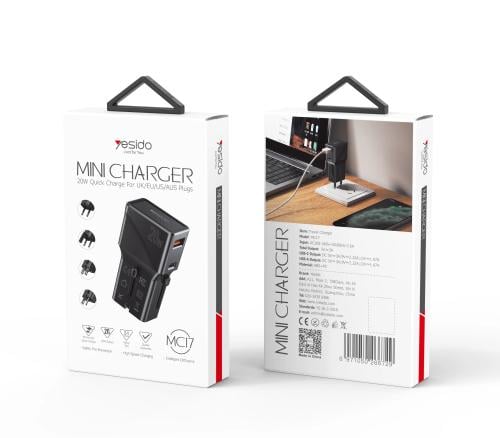 شاحن سفري العالمي (MC17) 20 واط (PD) + (QC3.0 USB-...