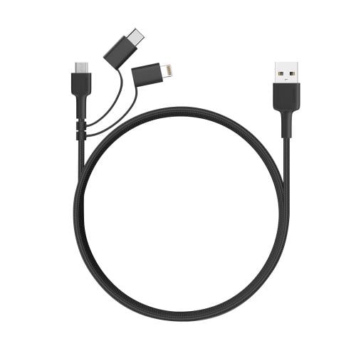 سلك شاحن ( ٣ في ١ ) (USB-A - MICRO + TYPE-C + LIGH...