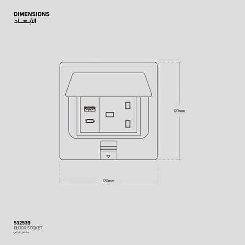مقبس ارضي(فيش) ثلاثي 13أمبير+منفذين شحن