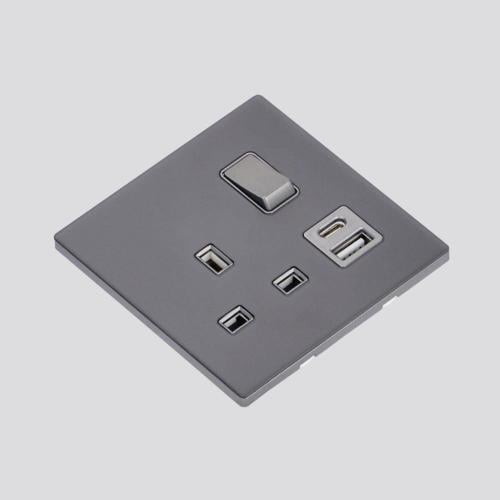 مقبس ثلاثي 13 امبير ثنائي القطب+مقبس يو اس بي+مقبس...