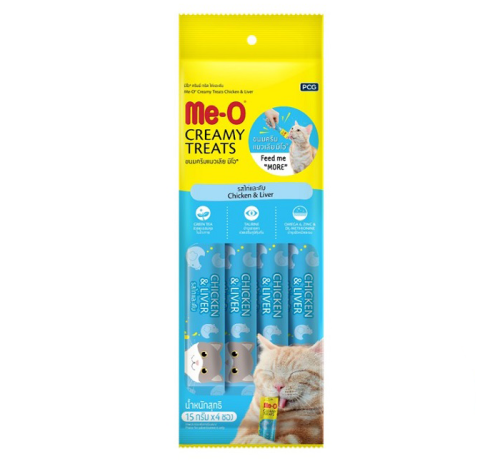 مي أو مكافآت كريمية للقطط بنكهة الدجاج والكبد 4 ×...
