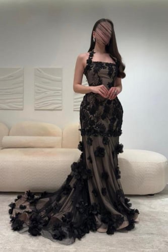 فستان سهره كحلي مزين بورد