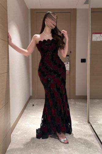 فستان سهرة قطيفه خرز بطانه تفته وشال جورجيت