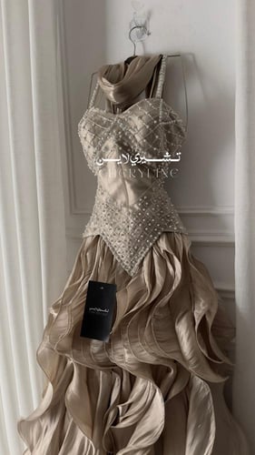 فستان سهره كرنكل تطريز يدوي