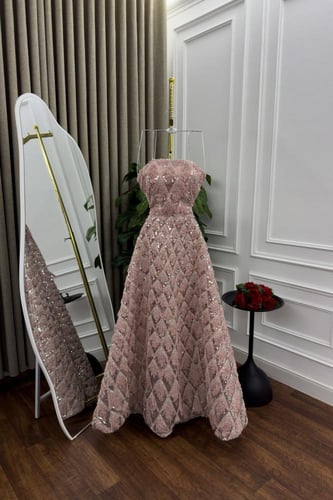 فستان سهره توب مزين بالخرز لونين