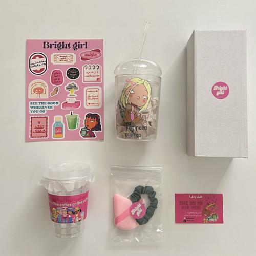 بوكس كوب القهوة مع ستيكرز