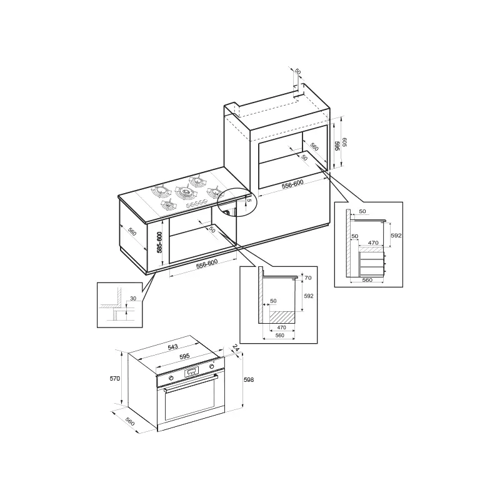 فرن كهربائي جنرال سوبريم مدمج 64 لتر ستانلس استيل