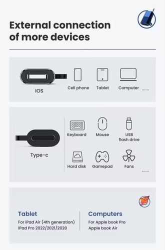 محول لايتنينج الى USB C يدعم الشحن السريع 36 واط ب...