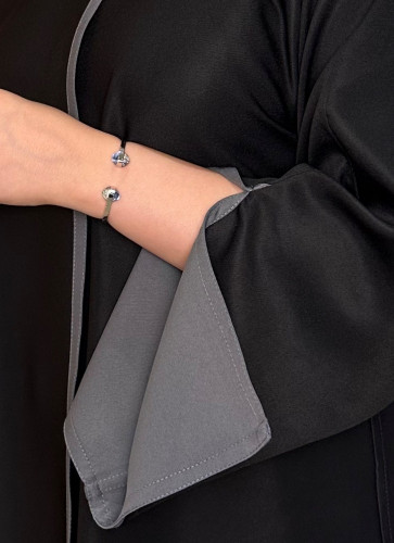 # 375 عباية دبل فيس أسود ورمادي