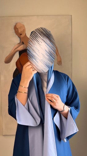 # 371 ( تسليم فوري ) عباية دبل فيس أزرق وسماوي