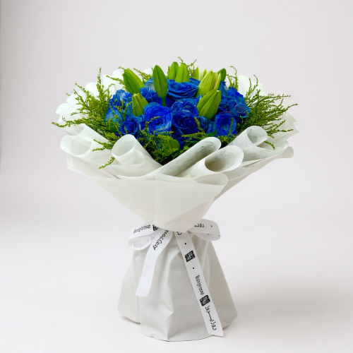 باقة الجوري الازرق