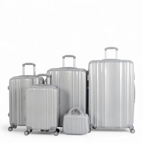 طقم حقائب سفر عصري ومتين - 5 قطع من مادة ABS عالية...