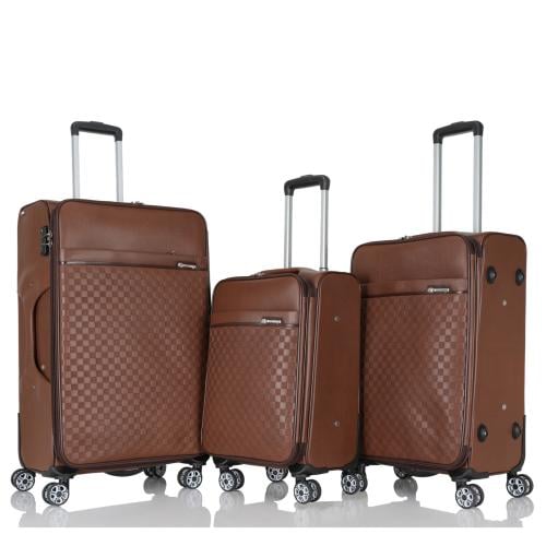 طقم حقائب سفر جلد 3 قطع بخامة جلد PU الفاخرة، تصمي...