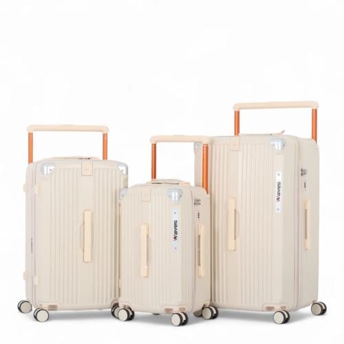 طقم حقائب سفر صلب مكون من 3 قطع بكفرات دبل وحامل ك...