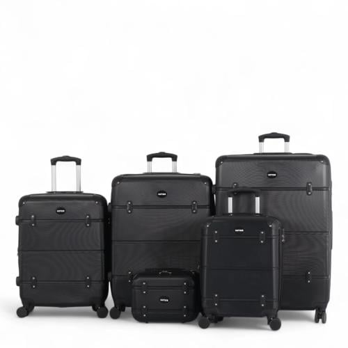 طقم حقائب سفر كلاسيكي فاخر - 5 قطع بتصميم أنيق وحم...