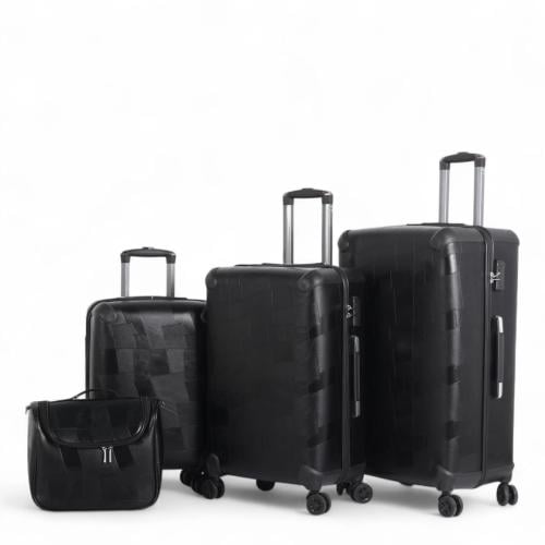 طقم حقائب سفر فاخرة ومحصنة - 4 قطع (3 ترولي + 1 حق...