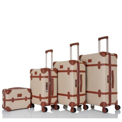 طقم حقائب سفر كلاسيكية من 4 قطع – مغطاة بجلد فاخر...