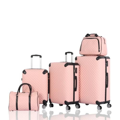طقم حقائب سفر فاخرة ومحصنة - 5 قطع (3 ترولي + 2 حق...
