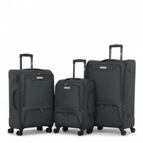 طقم شنط سفر قماش 3 قطع دبل كفرات هيكل ألمونيوم وسح...