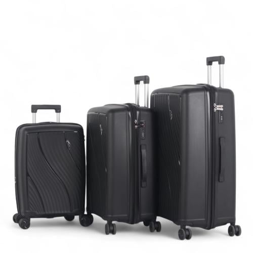 طقم حقائب سفر فاخرة ومتكاملة - 3 قطع من البولي برو...