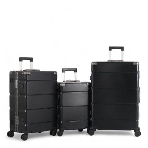 طقم حقائب سفر فاخرة من الألومنيوم - 3 قطع بتصميم ع...