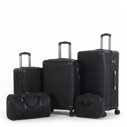 طقم حقائب سفر فاخرة ومحصنة - 5 قطع (3 ترولي + 2 حق...