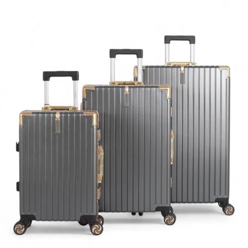 طقم حقائب سفر فاخرة من الألومنيوم - 3 قطع بتصميم ع...