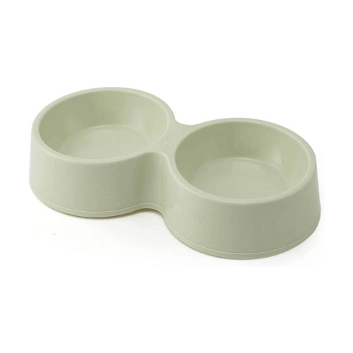 صحن طعام وشراب بلاستيك وسط مزدوج للقطط والكلاب لون...
