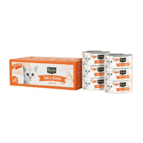كت كات معلبات الطعام الرطب تونا وسالمون للقطط 6 حب...