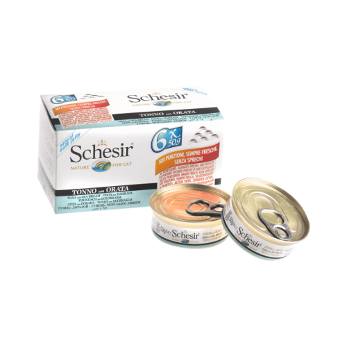 شيزر طعام رطب معلبات تونا وسمك الدينيس للقطط 6 حبا...