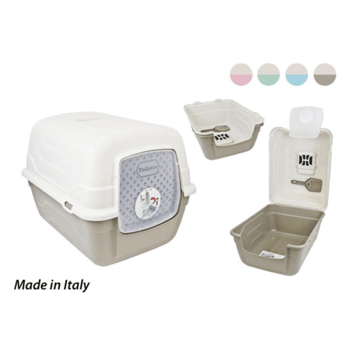 ليتر بوكس مغلق للقطط مع مجرفه داخليه وفلتر - لون ا...