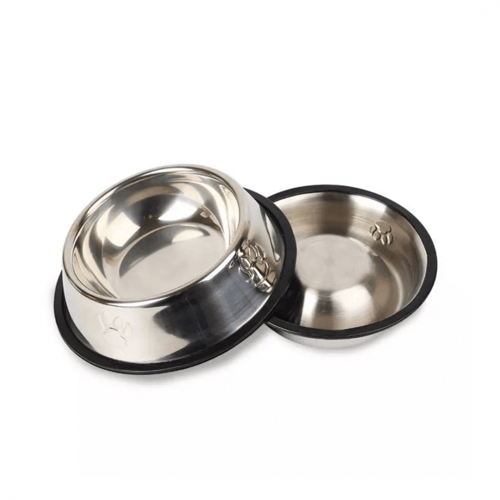 صحن طعام وشراب ستيل للقطط والكلاب مع قاعدة تمنع ال...