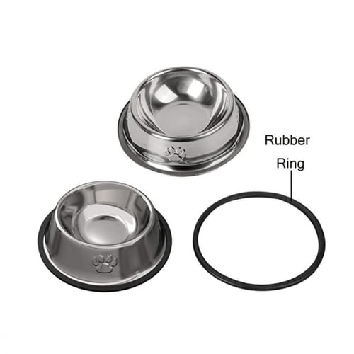 صحن طعام وشراب ستيل للقطط والكلاب مع قاعدة تمنع ال...
