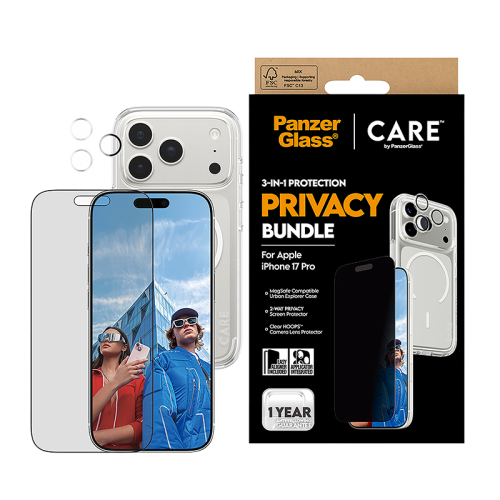 بكج حماية بانزر جلاس CARE يدعم MagSafe فلاقشيب 3 ف...